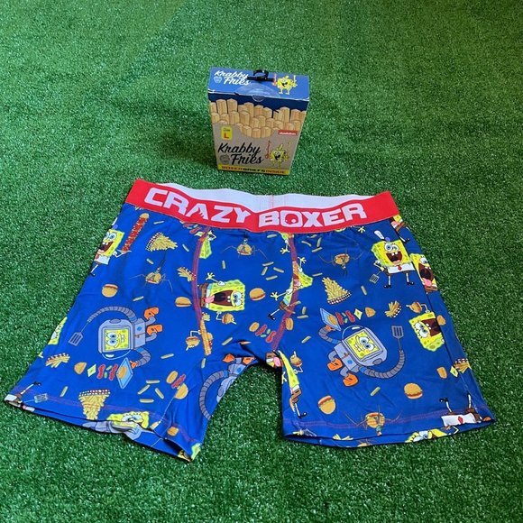 Crazy Boxer Men's SpongeBob SquarePants Burgers Boxer Briefs in Fry Box L NEW - Picture 1 of 14
